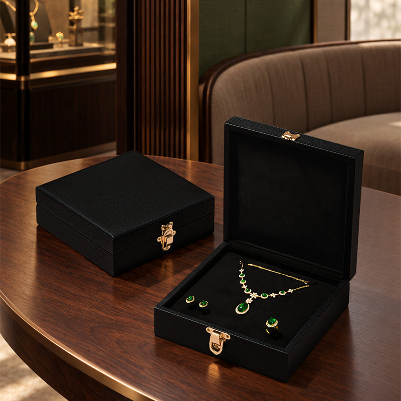 Oirlv Luxury Black Leather Velvet Jewelry Box :  H217