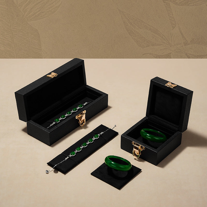 Oirlv Luxury Black Leather Velvet Jewelry Box :  H217