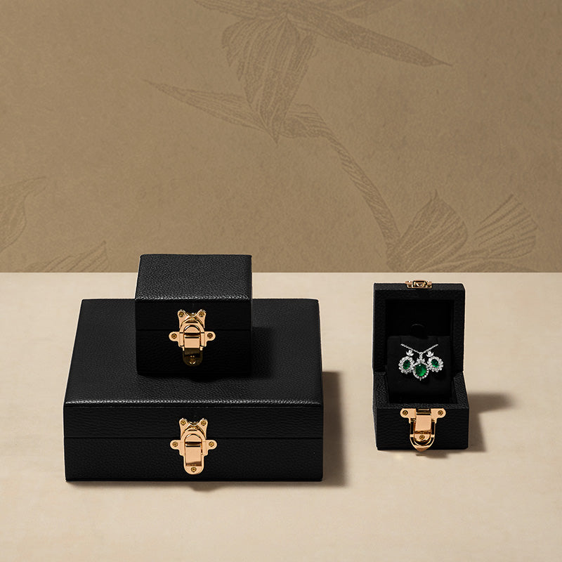 Oirlv Luxury Black Leather Velvet Jewelry Box :  H217