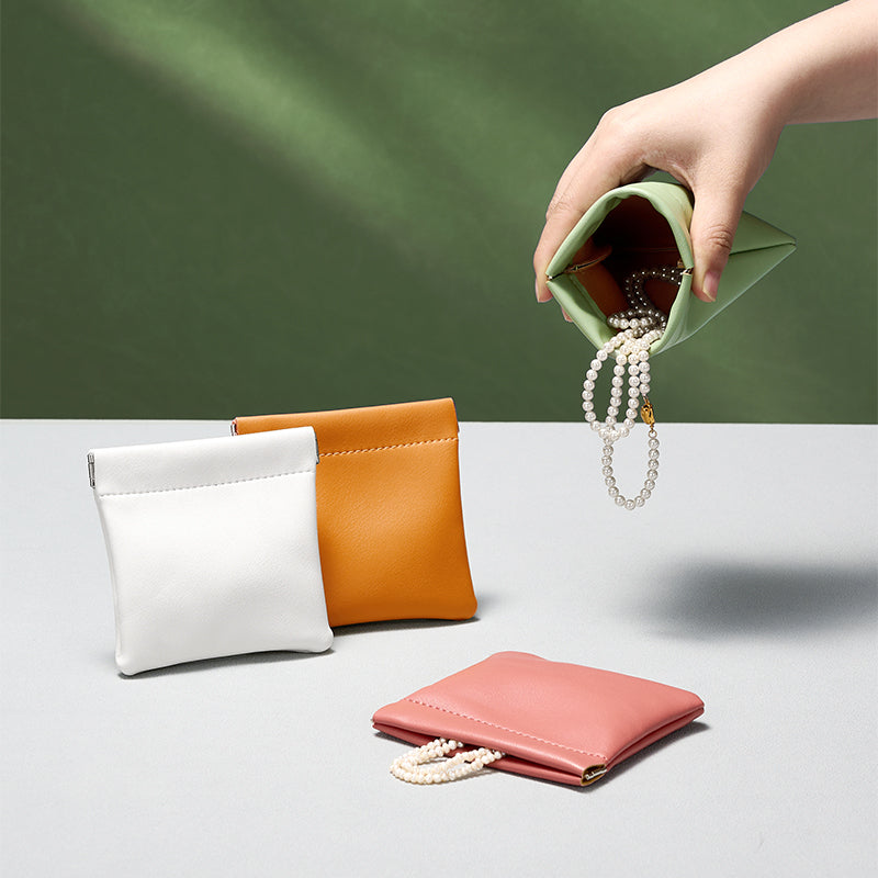 PU Leather Automatic Sealing Jewelry Gift Bag D053
