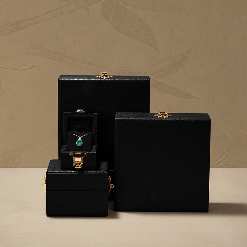 Oirlv Luxury Black Leather Velvet Jewelry Box :  H217
