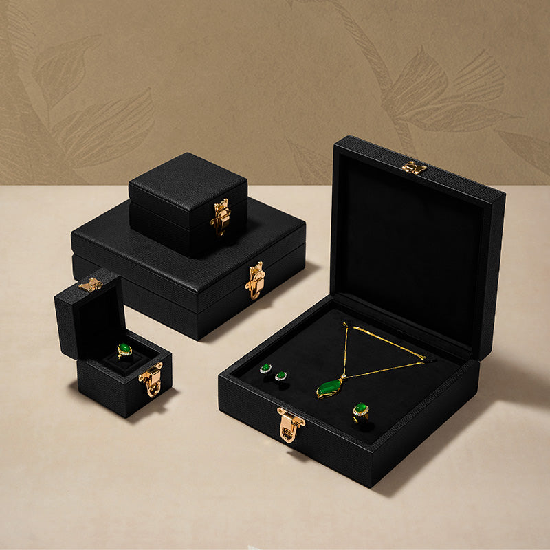 Oirlv Luxury Black Leather Velvet Jewelry Box :  H217