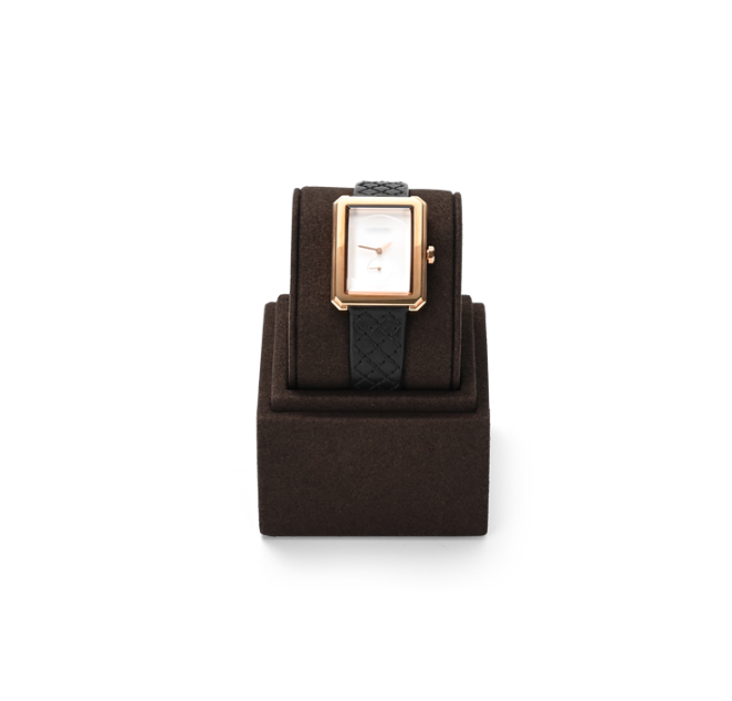 OIRLV high end fashion brown microfiber jewelry holder with metal frame:TT287