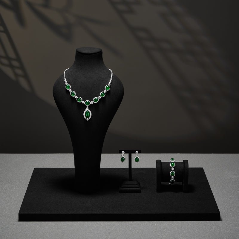 Black Microfiber Jewelry Showcase Display Set TT055