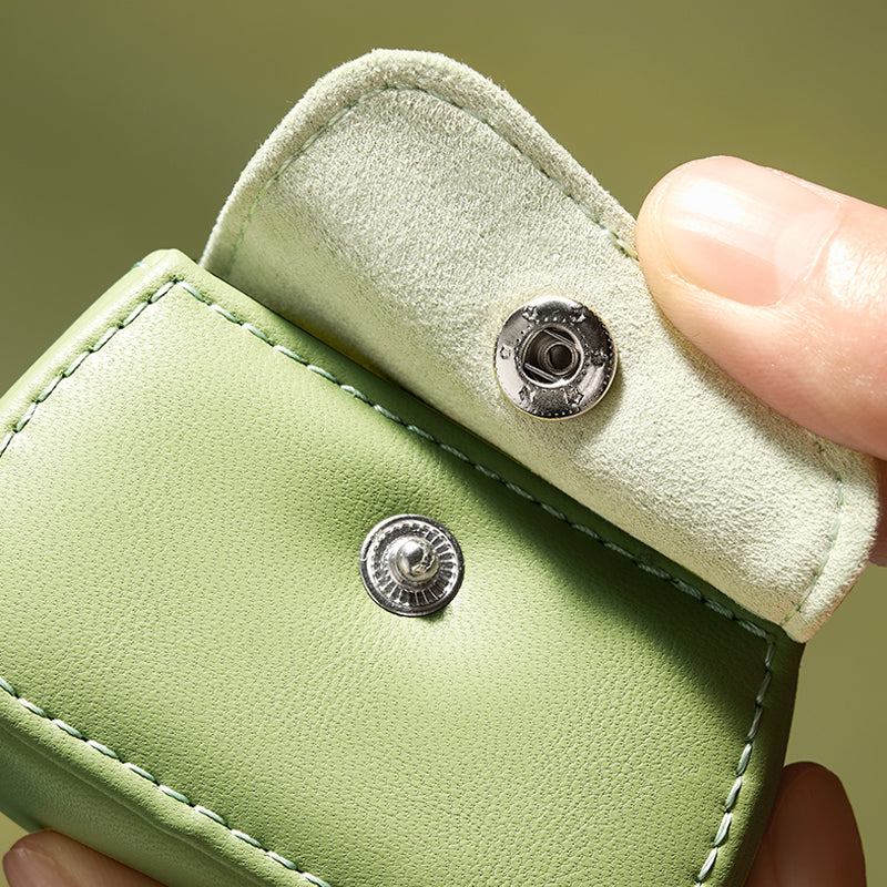 New-arrival Green Black PU Leahter Ring Storage Bag :B028