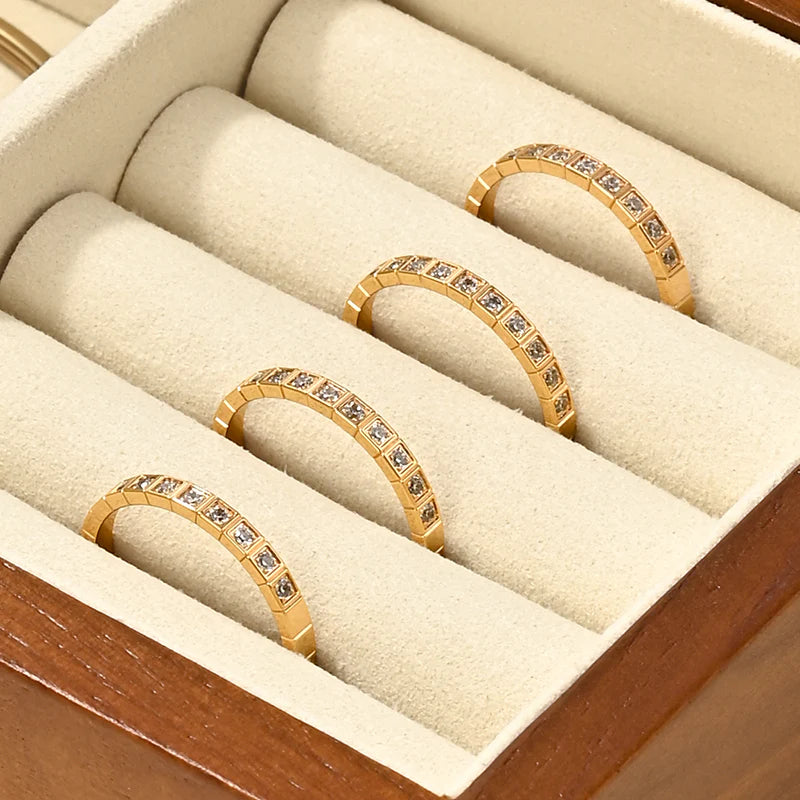 OIRLV Multifunctional Solid Wood Watch Storage Box Household Transparent Microfiber Watch Display Case X073