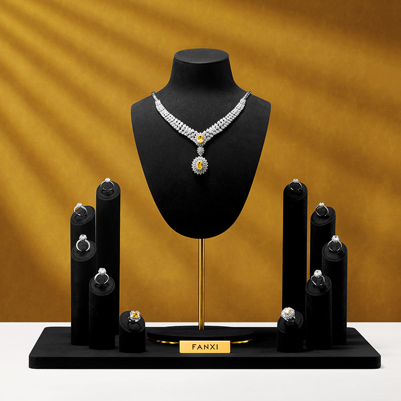 Black Ring Necklace Set Turn Display Stand TT076