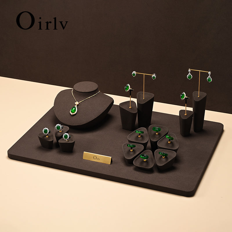 OIRLV Microfiber Earrings Ring Necklace Jewelry Display Set TT341