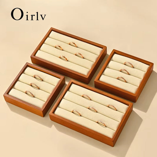 Oirlv Ring Display Tray Wooden Square Ring Display Stand :SM239