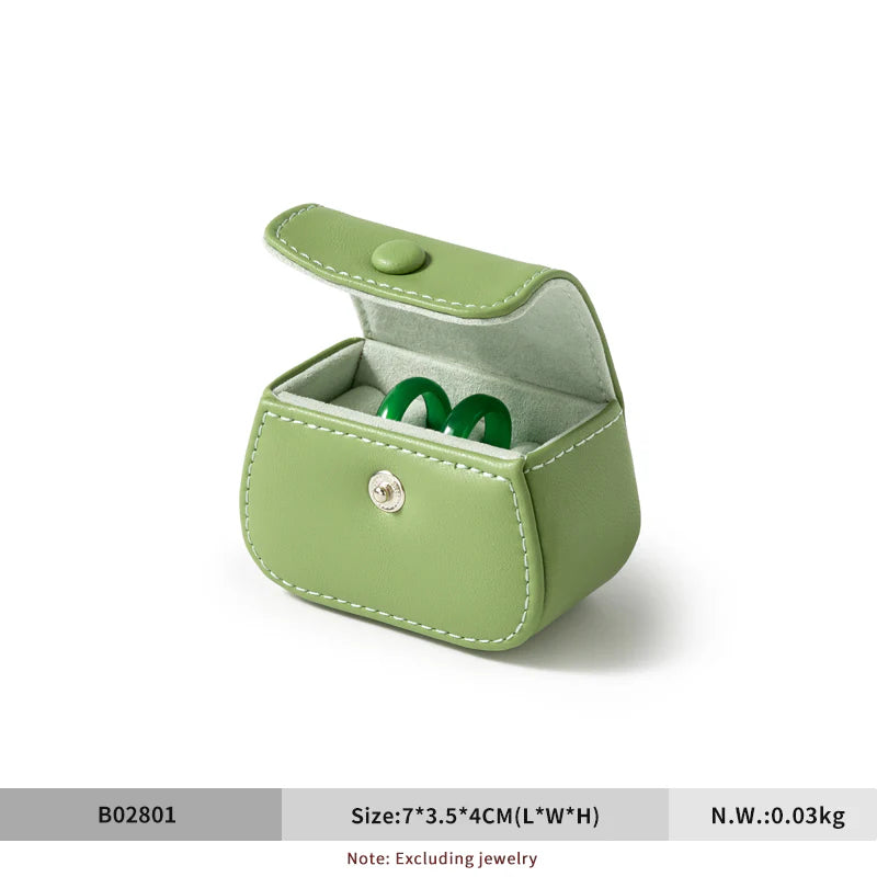 New-arrival Green Black PU Leahter Ring Storage Bag :B028