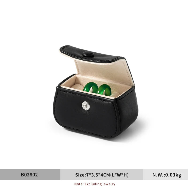 New-arrival Green Black PU Leahter Ring Storage Bag :B028