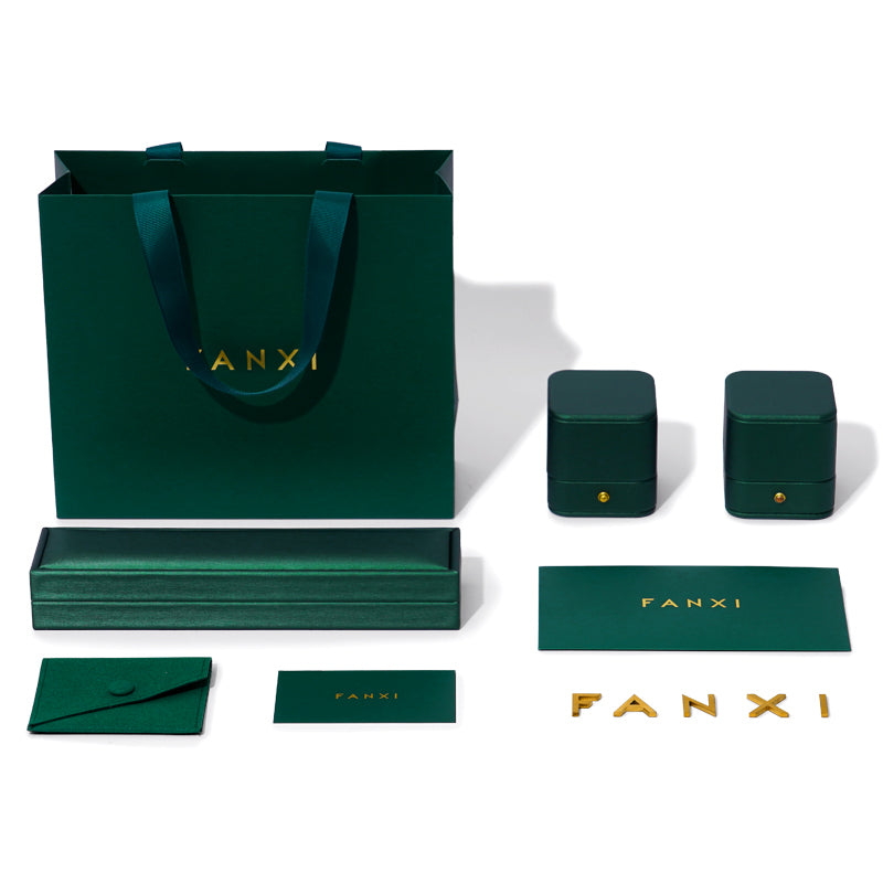 Dark green paper jewelry bag with matching ribbon ：D047