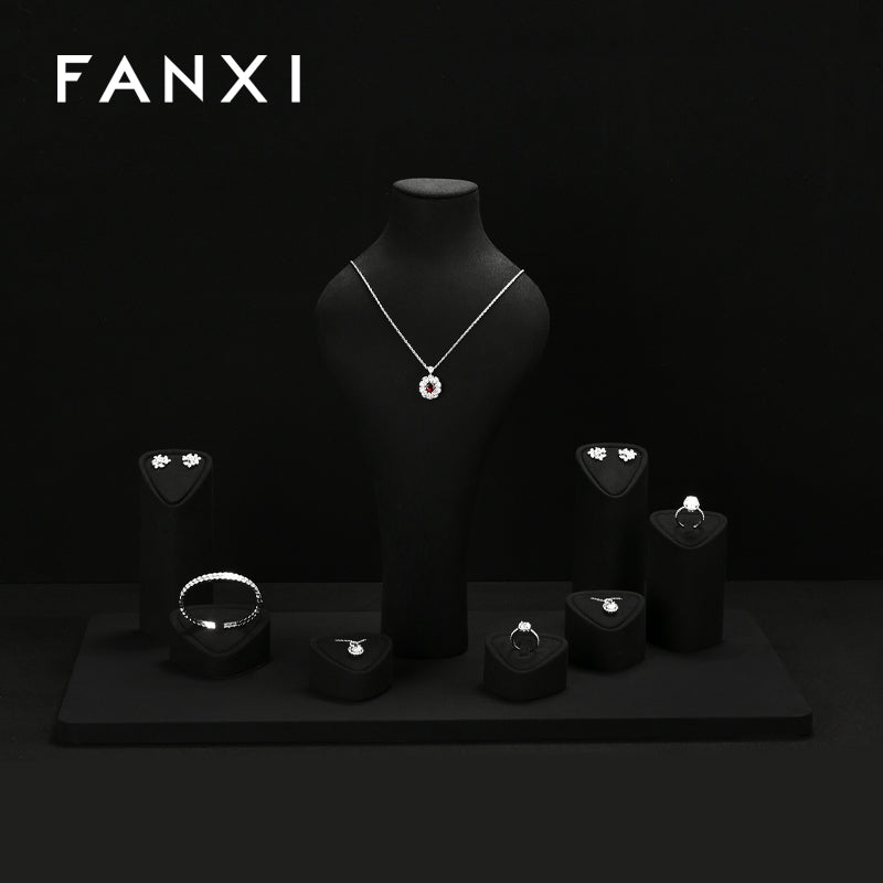 OIRLV Fashion Black Microfiber Jewelry display set :TT467
