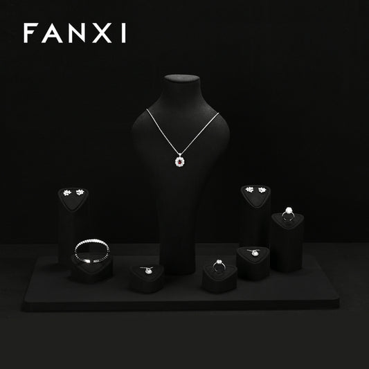 OIRLV Fashion Black Microfiber Jewelry display set :TT467