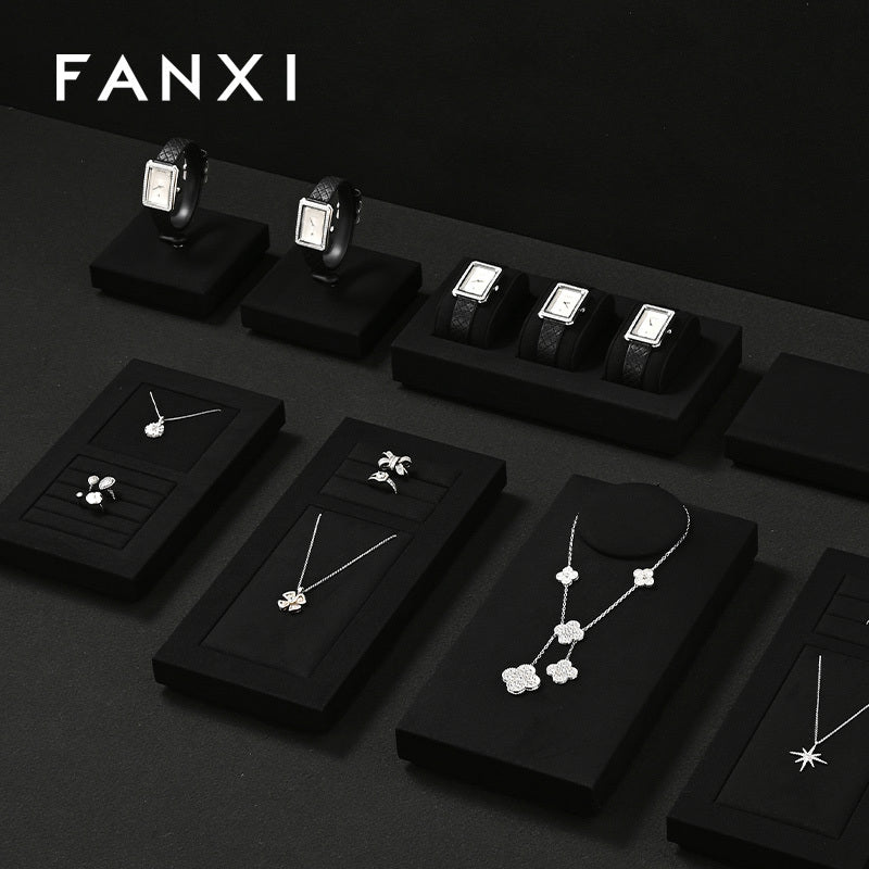 OIRLV High quality Beige Microfiber necklace display : TT354