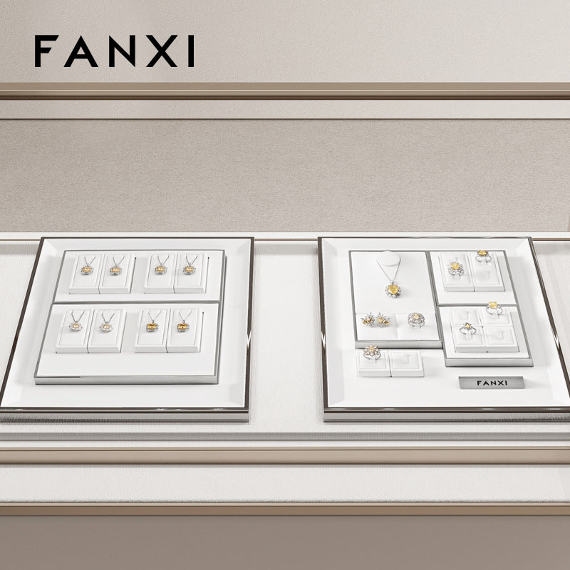 OIRLV factory White PU leather jewellery necklace display :TT372