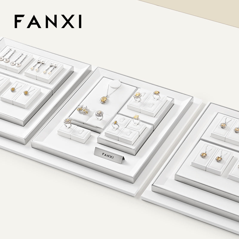 OIRLV factory White PU leather jewellery necklace display :TT372