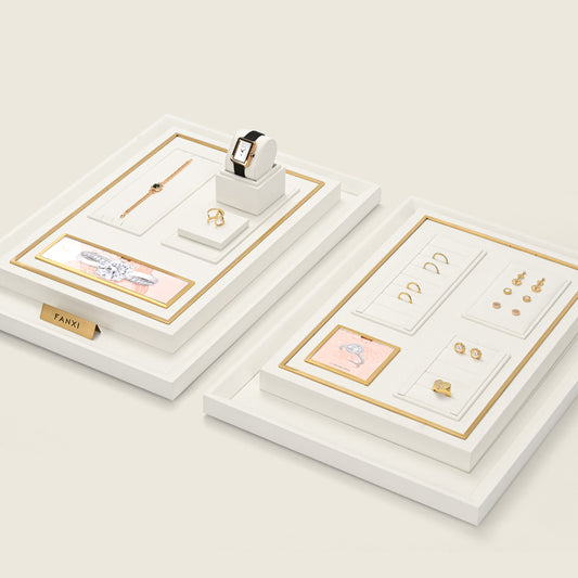 High end fashion white microfiber jewelry holder with metal frame:TT288