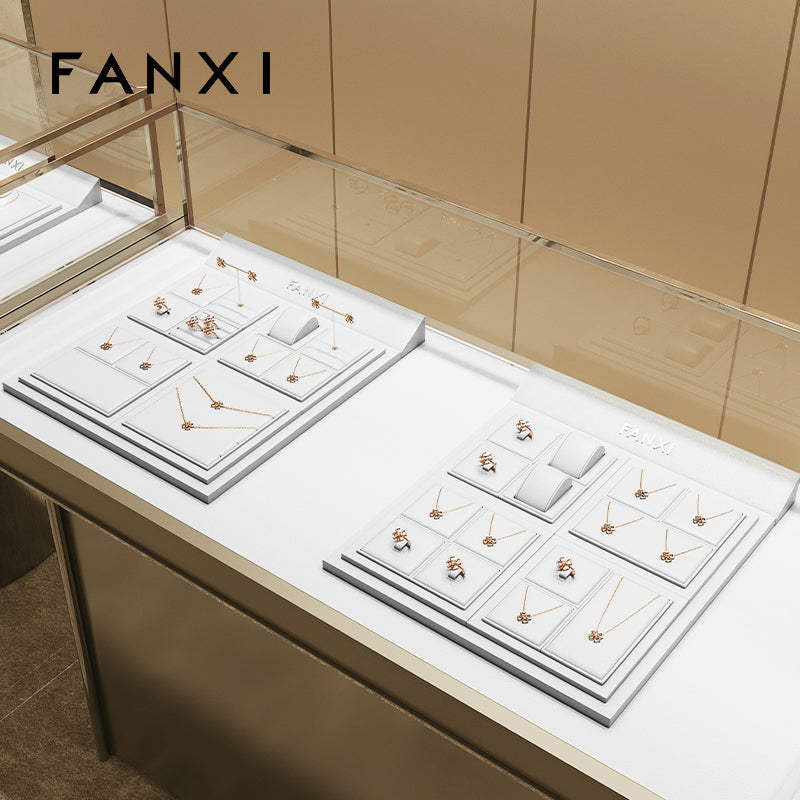 OIRLV high end white colour leather jewellery display set :TT276