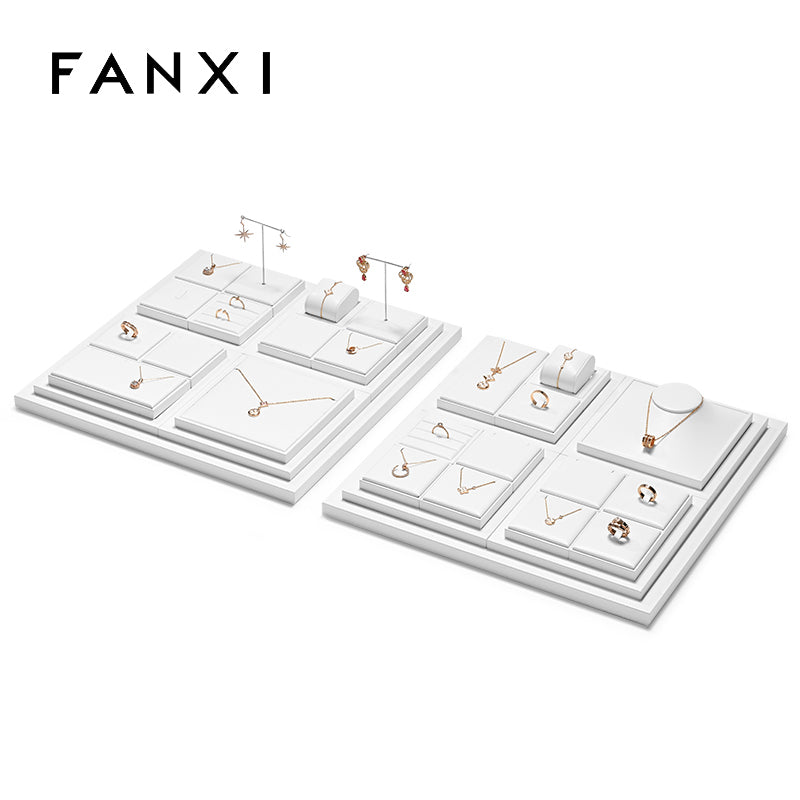 OIRLV high end white colour leather jewellery display set :TT276