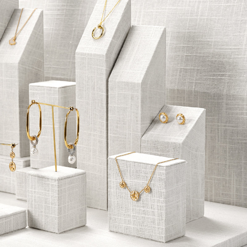 High quality Beige linen luxury jewelry display stand:TT285