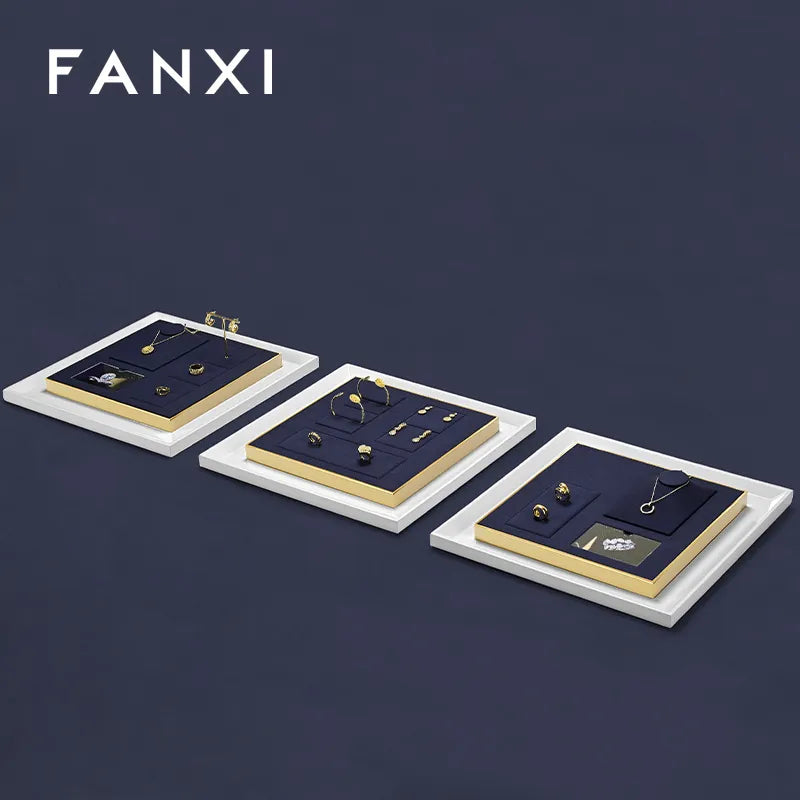 OIRLV high quality White Metal Microfiber Paint jewelry display :JS119