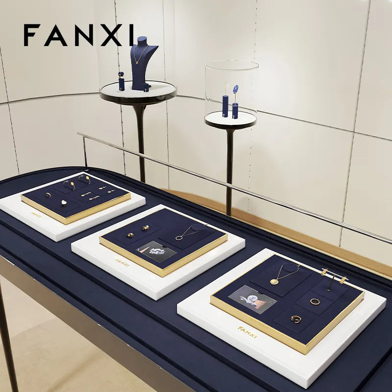OIRLV high quality White Metal Microfiber Paint jewelry display :JS119