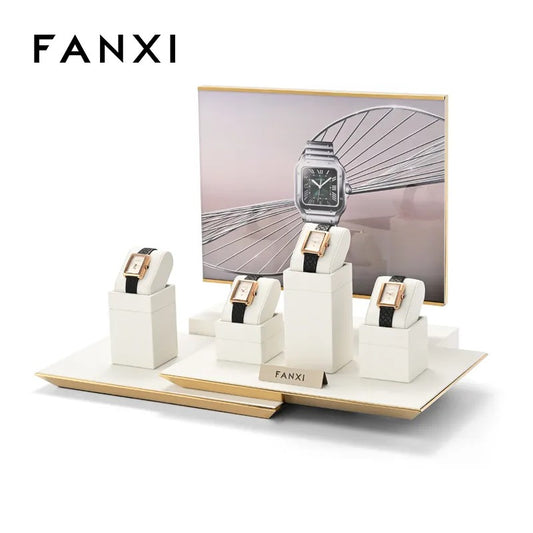 OIRLV hot sale metal structure watch display stand with off-white microfiber : TT279