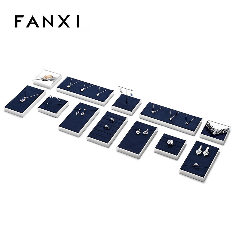 OIRLV new arrival blue microfiber jewelry exhibitor with smoonth matel ：JS113