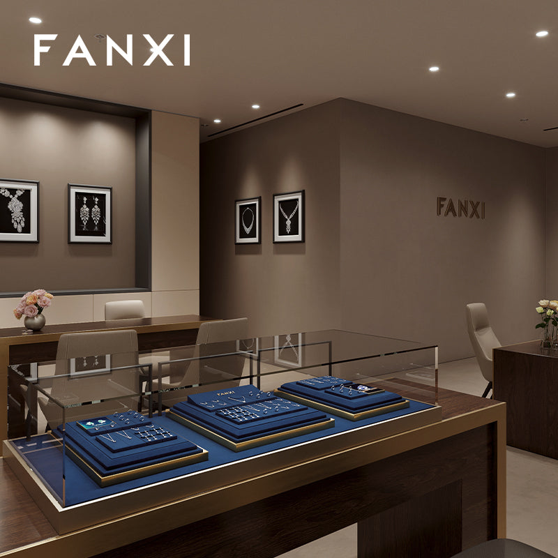 OIRLV wholesale Blue Microfiber metal jewelry ring display :TT296