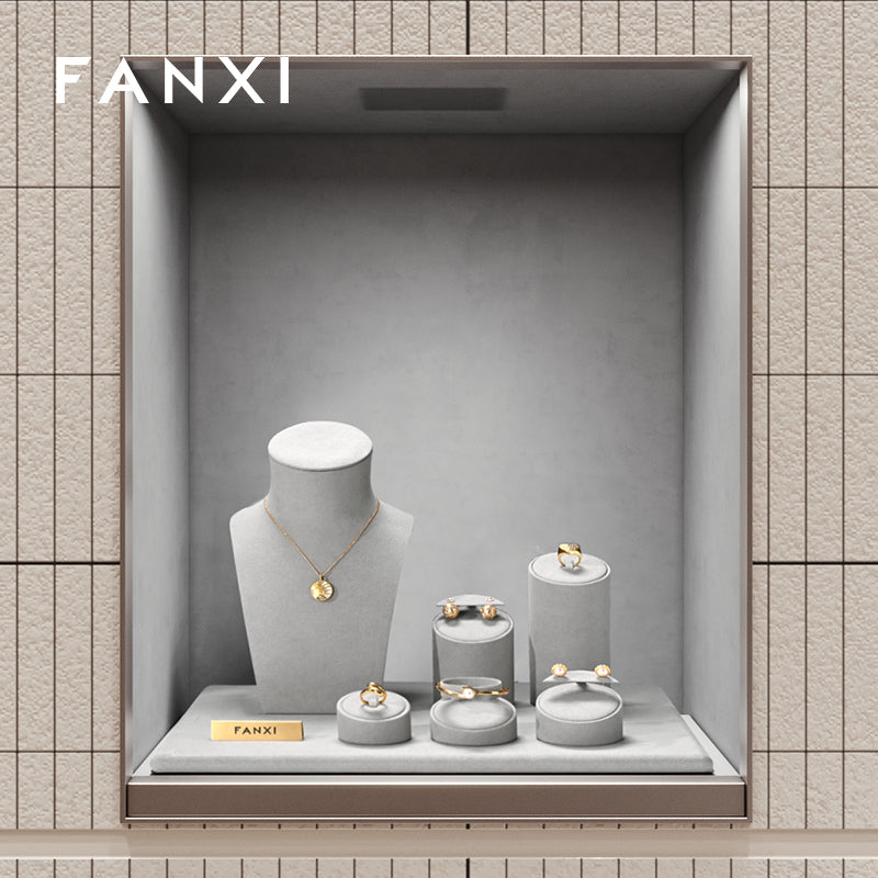 wholesale grey micofiber jewellery display stand TT312