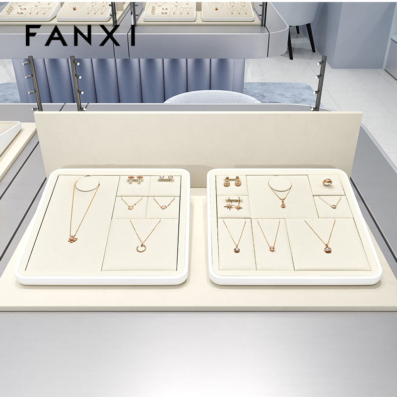 OIRLV fashion Beige Microfiber MDF Baking paint jewelry display