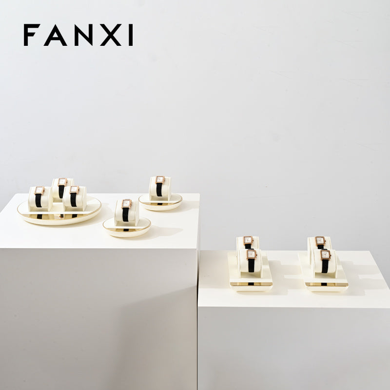OIRLV high end beige microfiber jewelry display stand with metal :TT260