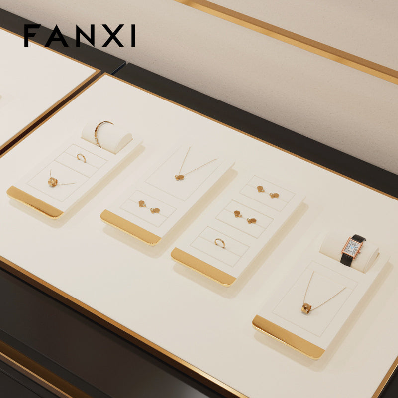 OIRLV high end beige microfiber jewelry display stand with metal :TT260