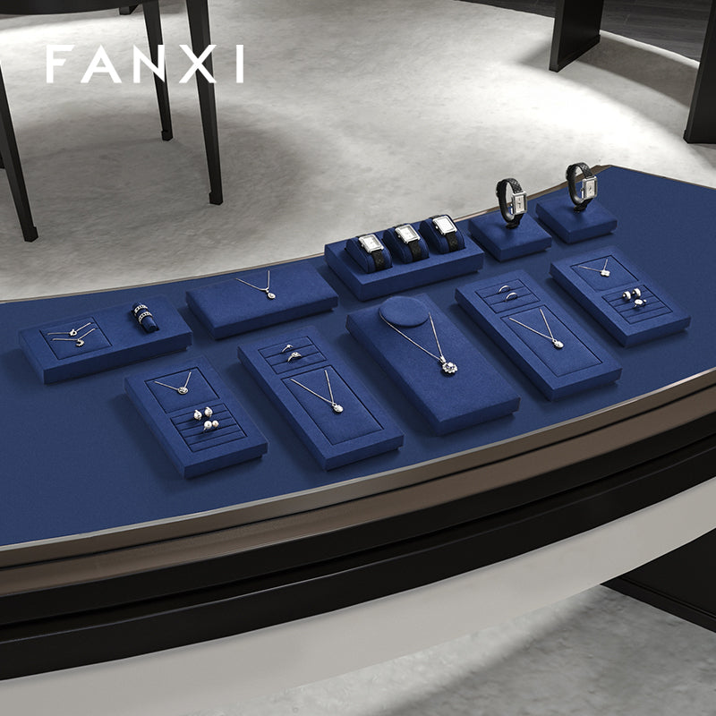 OIRLV hot sale Blue Microfiber luxury Jewelry display tray : TT356