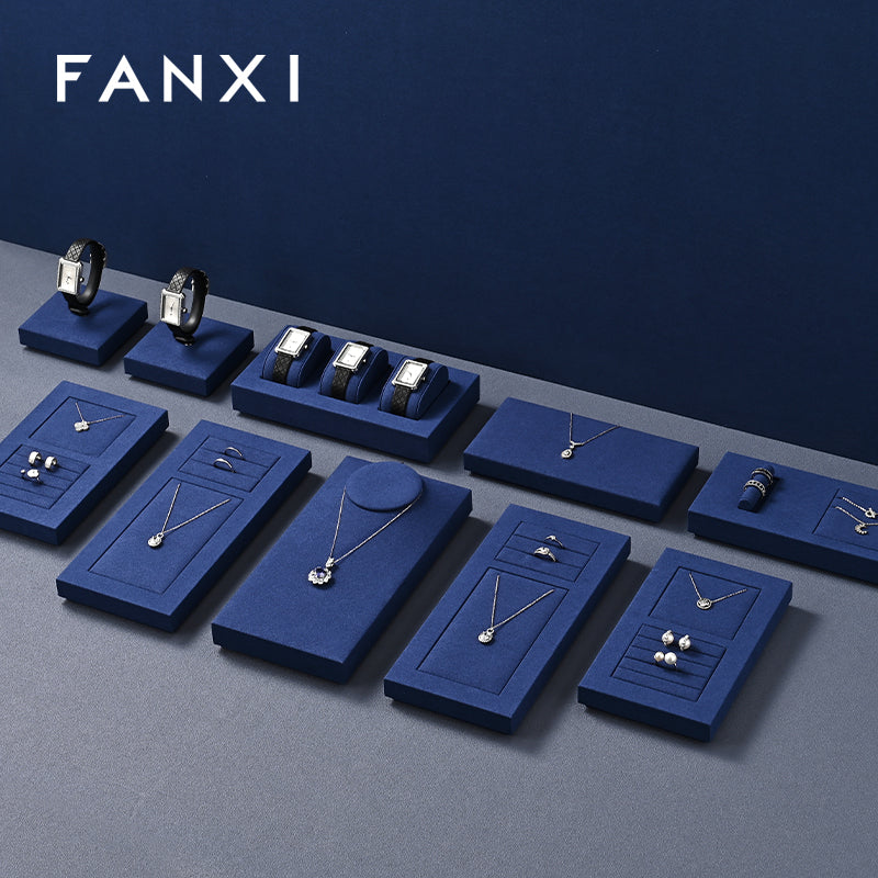 OIRLV hot sale Blue Microfiber luxury Jewelry display tray : TT356