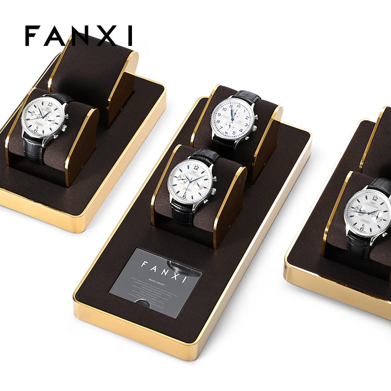 OIRLV wholesale metal watch display tray with black pu leather ：JS104