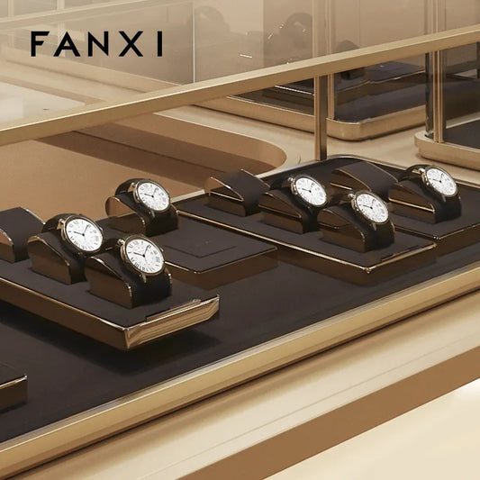 OIRLV wholesale metal watch display tray with black pu leather ：JS104