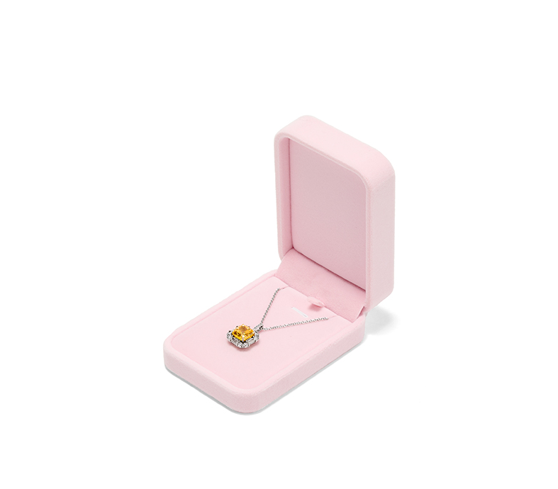 Pink Round Corner Flannelette Jewelry Packaging Box H008