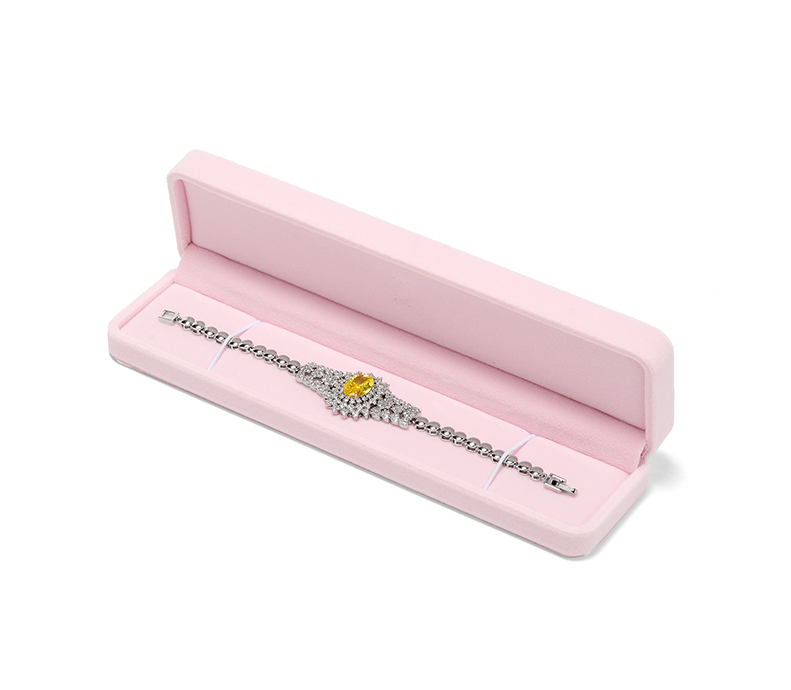 Pink Round Corner Flannelette Jewelry Packaging Box H008