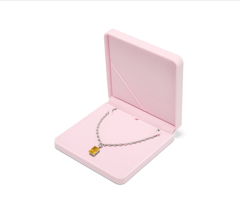 Pink Round Corner Flannelette Jewelry Packaging Box H008