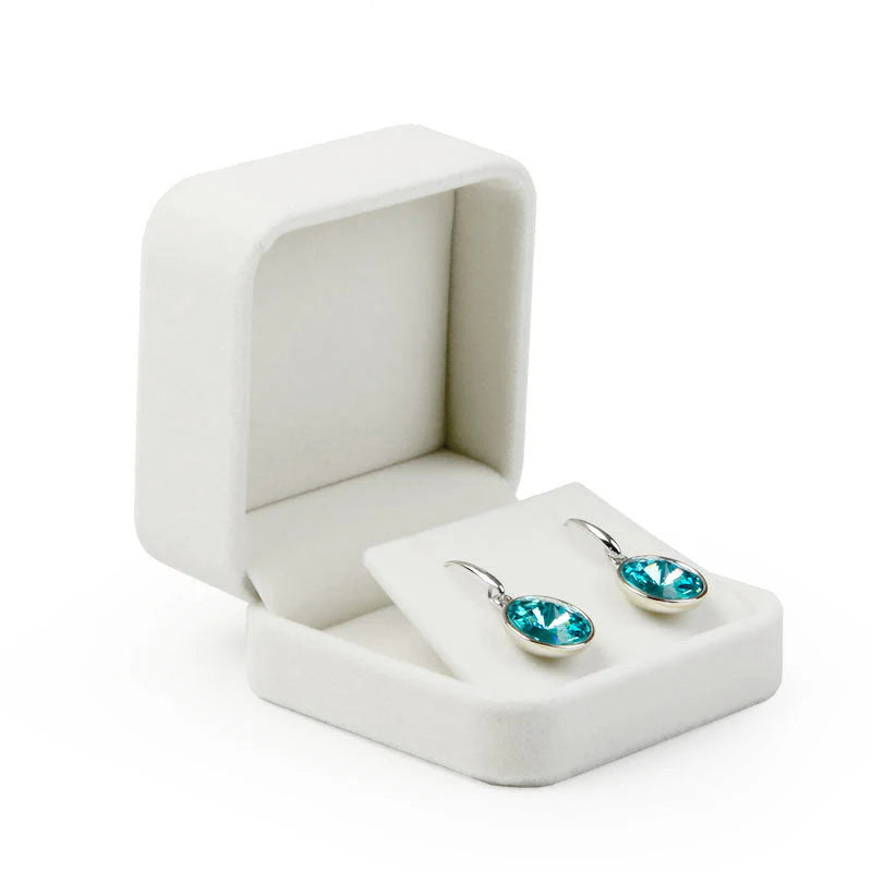 White Velvet Anniversry Earring Box H04502