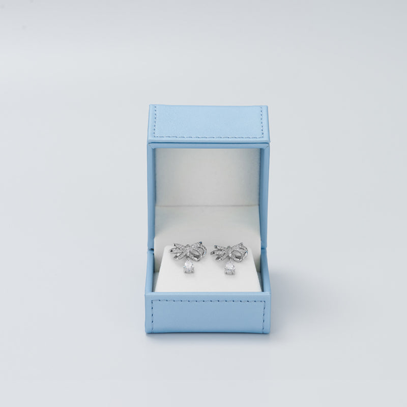 Pearl Blue PU Leather Plush Jewelry Box H149