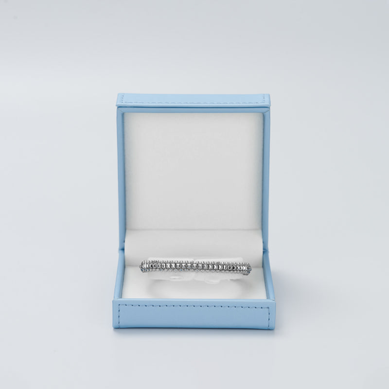 Pearl Blue PU Leather Plush Jewelry Box H149