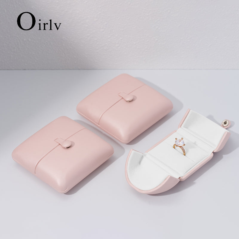 Pink PU Leather Plush Jewelry Dual-release Box H152