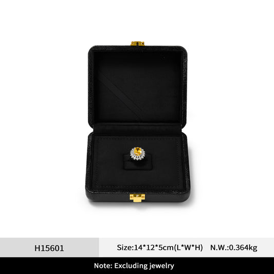 Black PU Leather Microfiber Jewelry Box H156