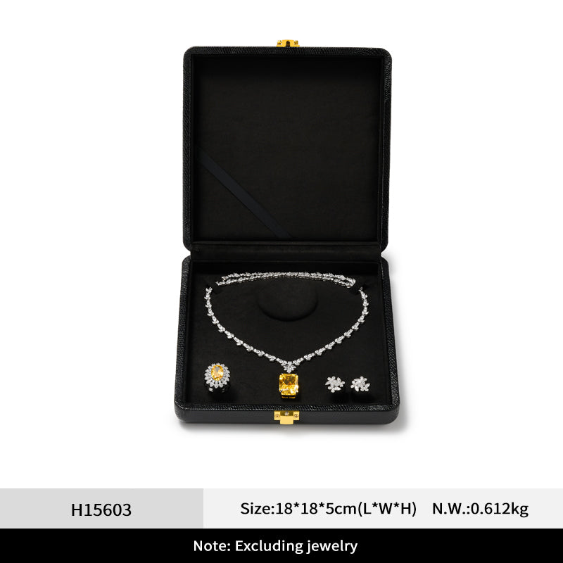 Black PU Leather Microfiber Jewelry Box H156