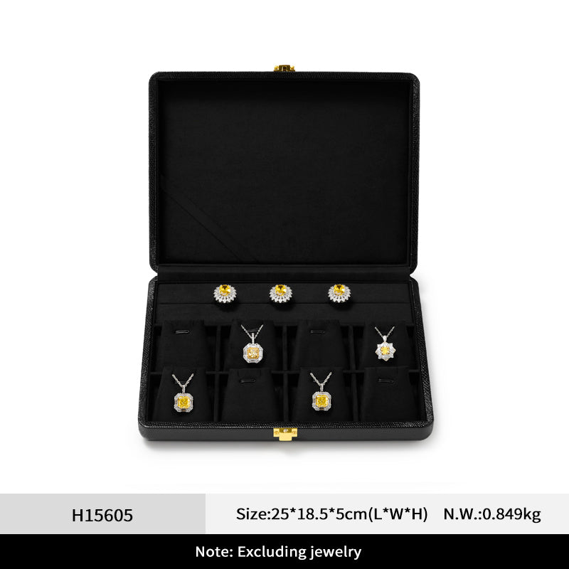 Black PU Leather Microfiber Jewelry Box H156