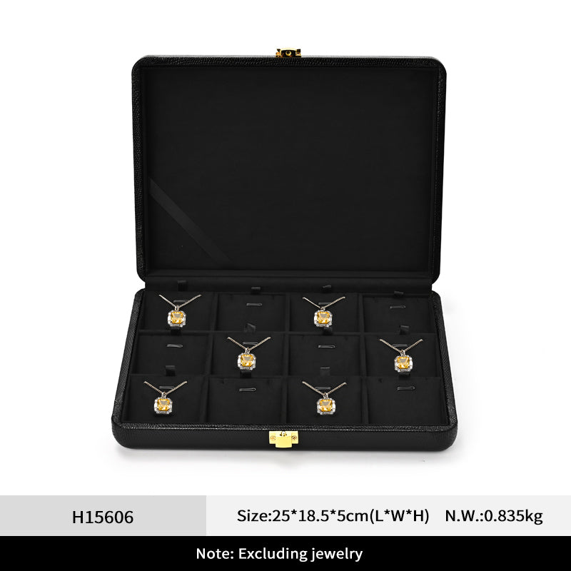 Black PU Leather Microfiber Jewelry Box H156