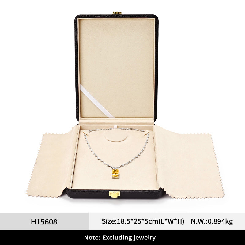 Black PU Leather Microfiber Jewelry Box H156